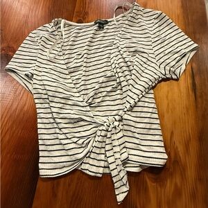 Wild Fable Black and White Striped Wrap Blouse